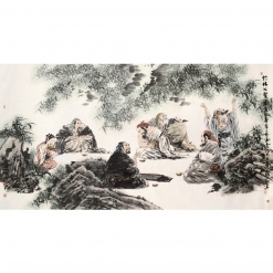 冯远 《饤林七贤图》 136x68cm