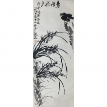 萧龙士  《花鸟》 69x34cm