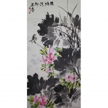 许麟芦  《荷塘清趣图》 137x68cm