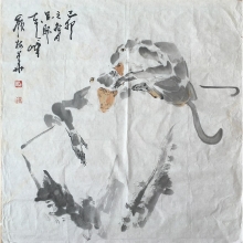 颜梅华  《猴乐图》 69X68CM