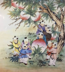 王朋四尺斗方国画作品《童趣》