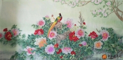 王朋八尺花鸟画作品《花开富贵》