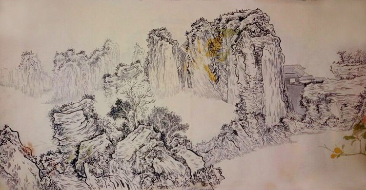 王凯 山水画 《宋意山水》69*35cm