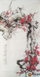 李森四尺竖幅国画作品《梅花不肯傍春光自在深冬月中香》