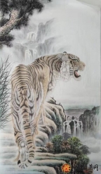 王朋   六尺竖幅动物画作品  《虎》