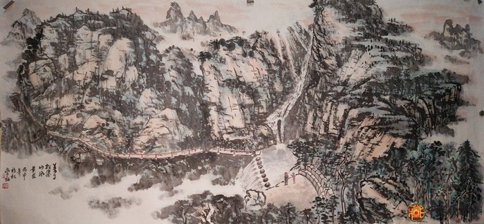 刘常炳   山水国画作品 《义乌松瀑山图》138*64cm
