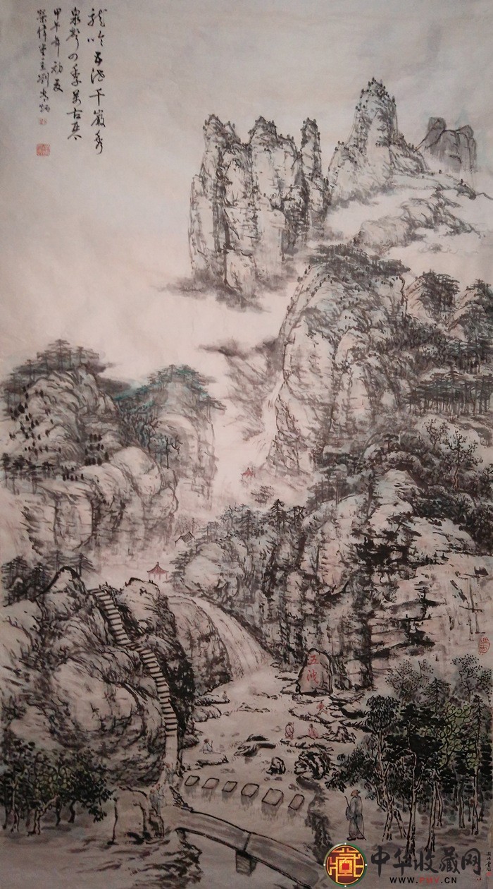 刘常炳   山水国画作品 《诸暨五泄图》179*98cm
