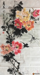 刘常炳   国画作品  《青香牡丹图》50*100cm