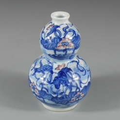 青花花卉纹葫芦瓶,高