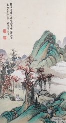 祁昆  青绿山水    44X29.5cm