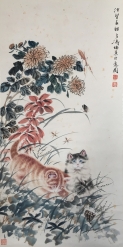 王雪涛  戏猫图   89x43.5cm