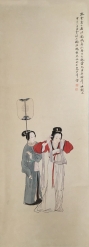 冯超然 工笔仕女  33.5x93cm