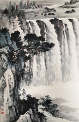 黄君璧   策帐闲吟图   67x104cm