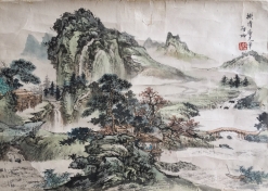 启功   山水   17x38.5cm